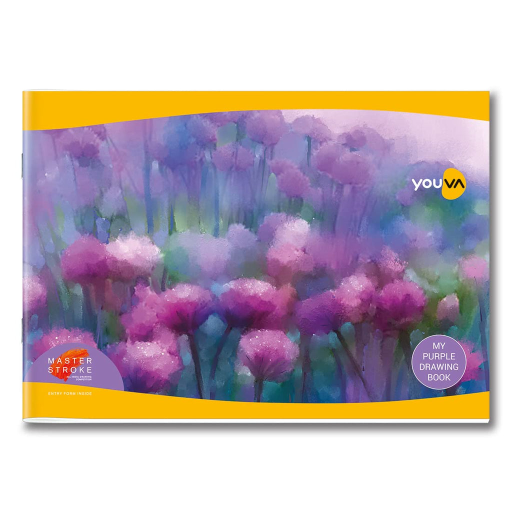 Youva Purple Drawing Notebook – 21 × 29.7 cm, 100 Pages | Plain Drawing Paper