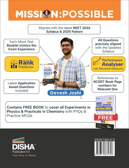 Disha Mission Possible with Disha's 15 NEET Mock Test Series 2026 (4th Edition) English Medium