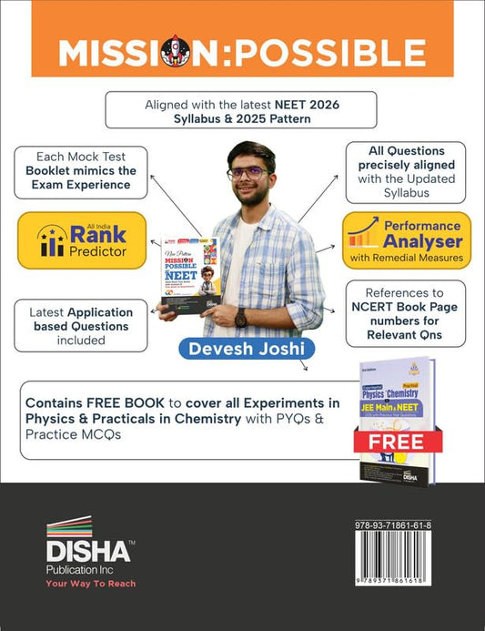 Disha Mission Possible with Disha's 15 NEET Mock Test Series 2026 (4th Edition) English Medium