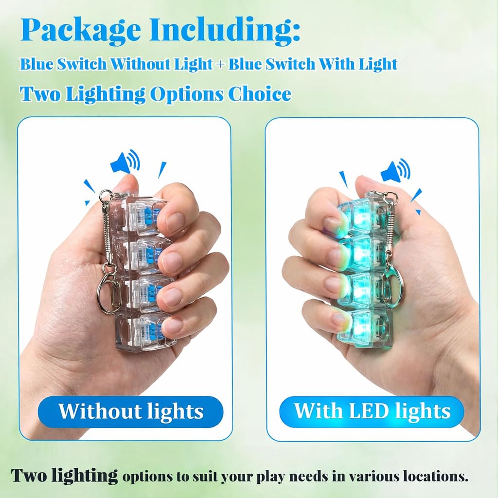 4-Key Mechanical Keyboard Switch Tester Keychain | Transparent Acrylic Housing | Blue Clicky Switches | Portable Keyboard Switch Sampler
