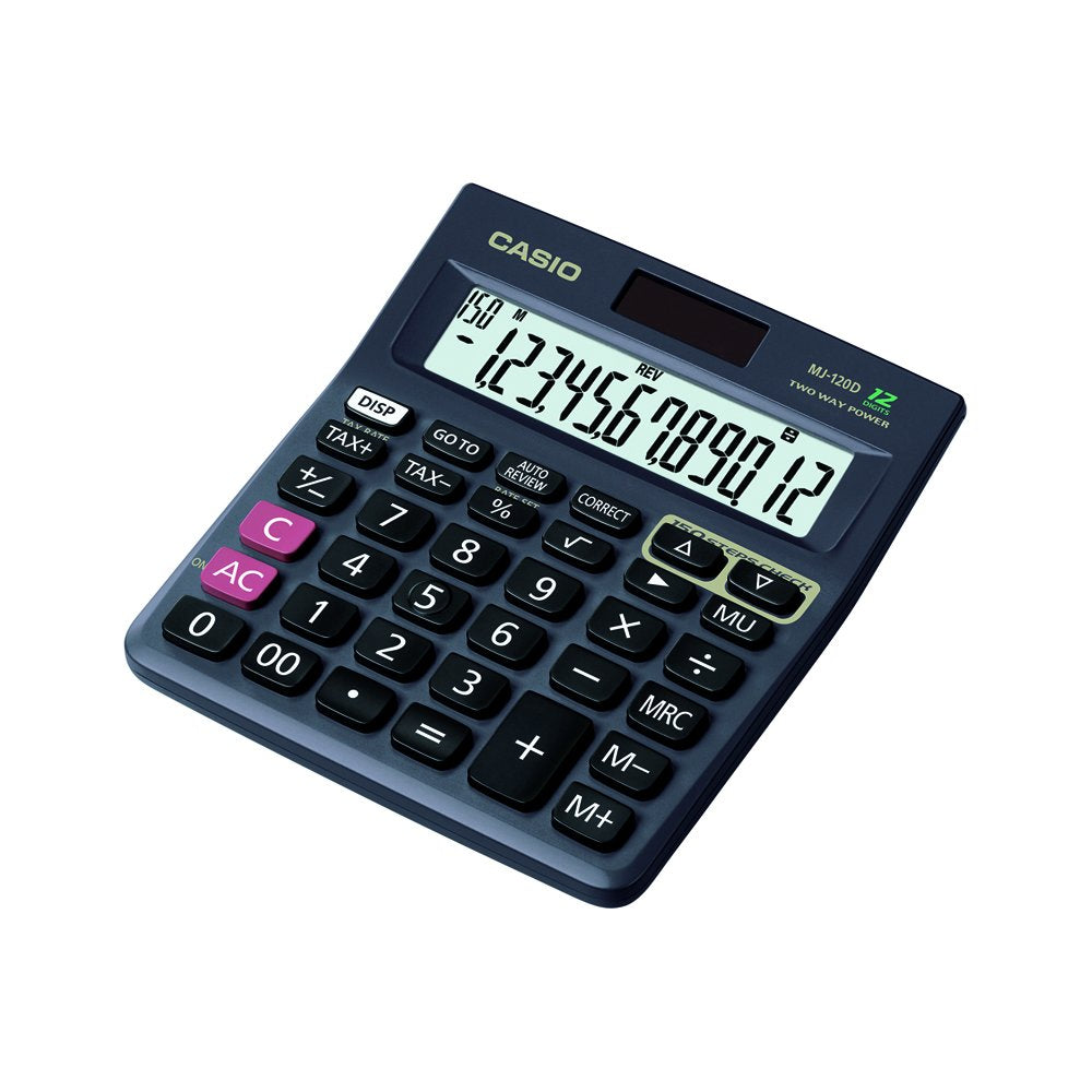 Casio MJ-120D 12-Digit Desktop Calculator Two-Way Power, Tax & Check Functions