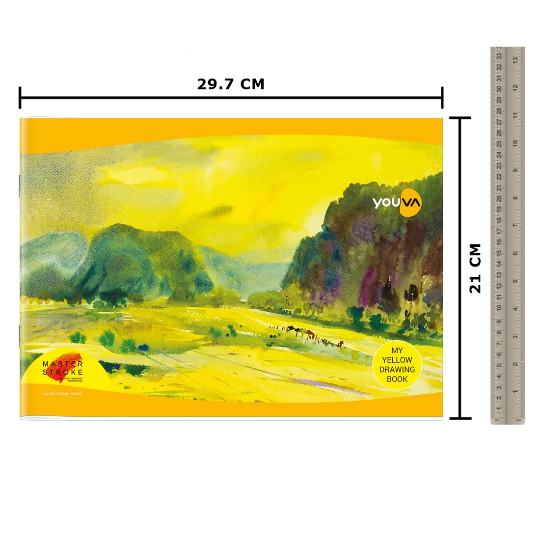 Youva Yellow Drawing Notebook – 21 × 29.7 cm, 36 Pages | Plain Drawing Paper