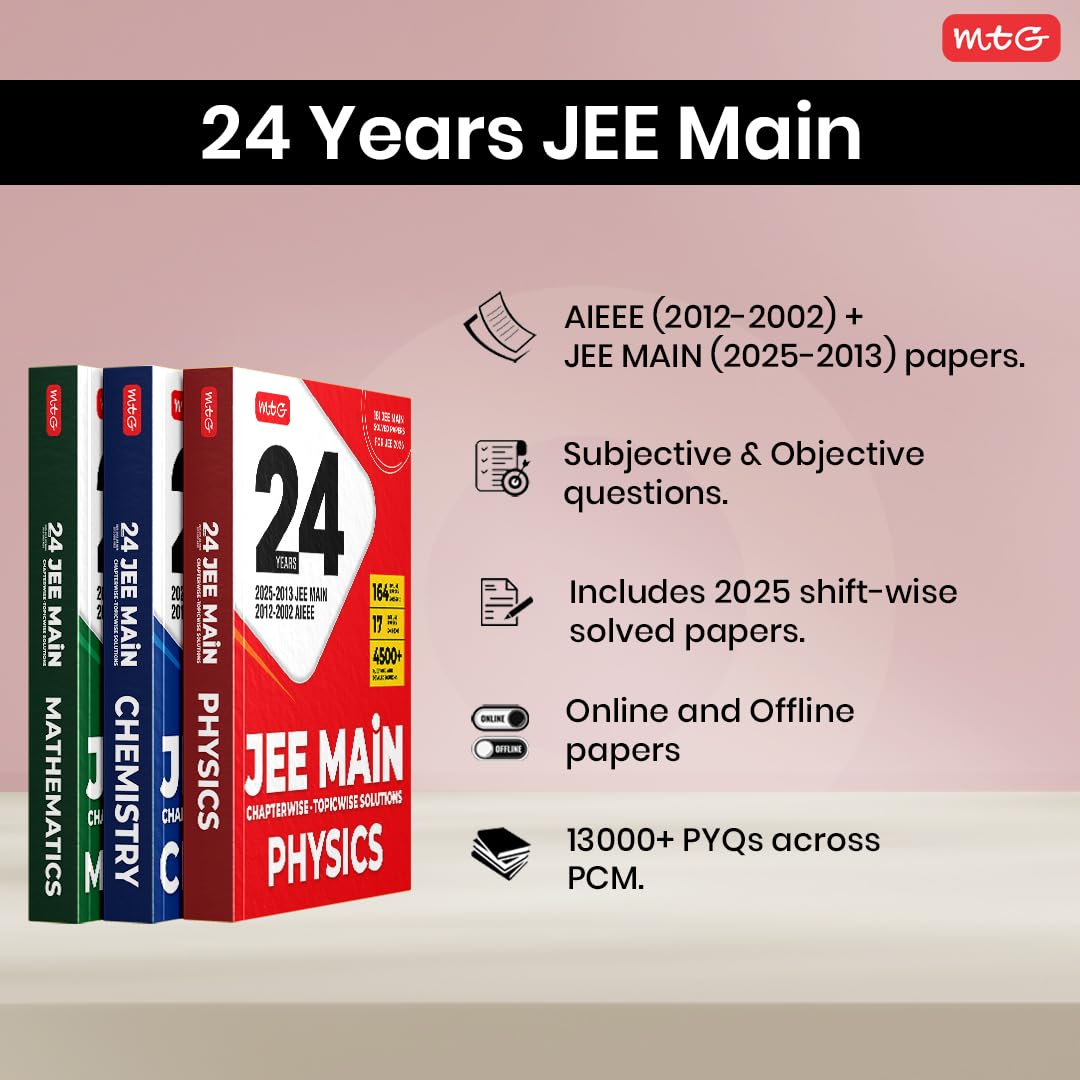 MTG 24 Years JEE Mains Physics Chapterwise & Topicwise Solved Paper (2025–2002) English Medium