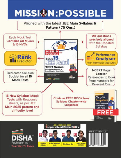 Mission Possible with Disha's 15 JEE MAIN 2026 Test Series (3rd Edition) English Medium