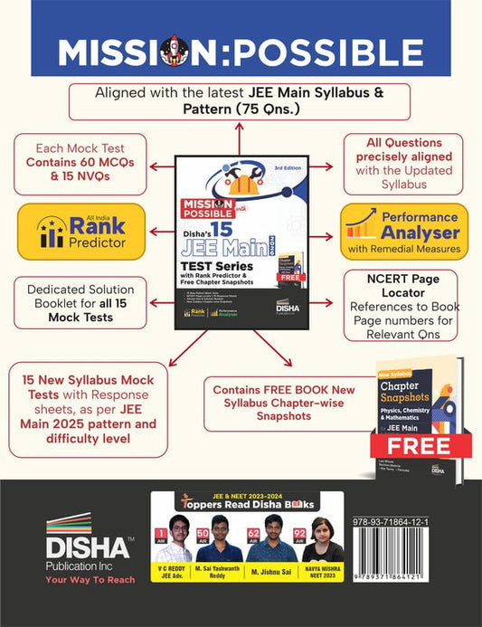 Mission Possible with Disha's 15 JEE MAIN 2026 Test Series (3rd Edition) English Medium