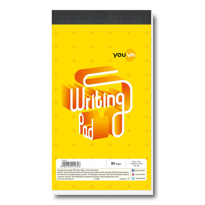 Youva Writing Pad 00 No – 10.5 × 19 cm (1/12 Size), 80 Pages | Single Line Ruled