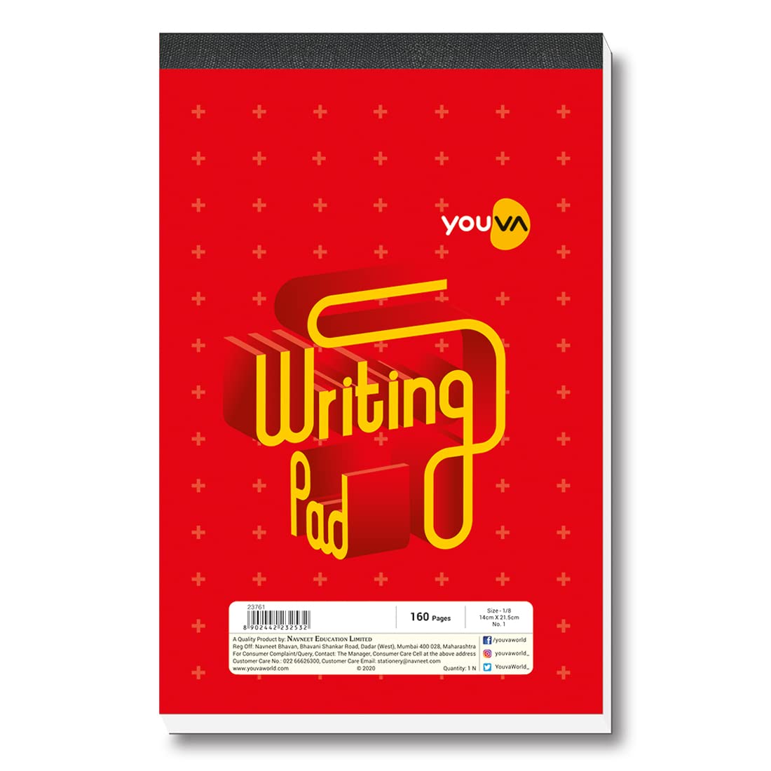Youva Writing Pad No. 0 – 10.5 × 14 cm (1/16 Size), 160 Pages | Compact Ruled