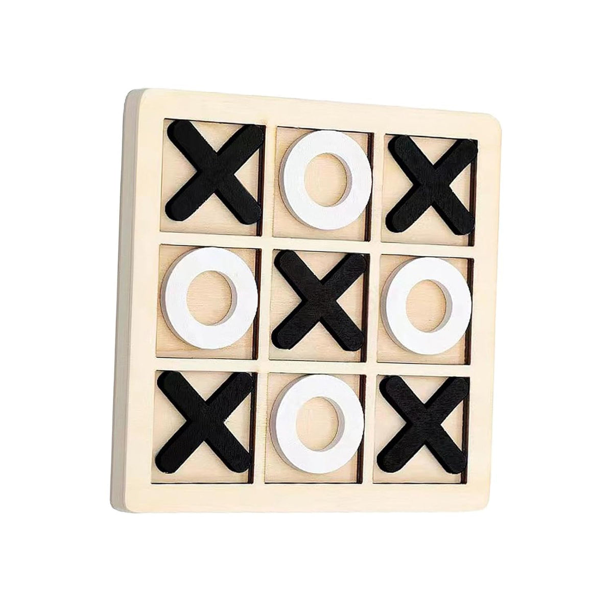 Wooden Tic Tac Toe Board Game – Classic X & O Strategy Game for Kids and Adults
