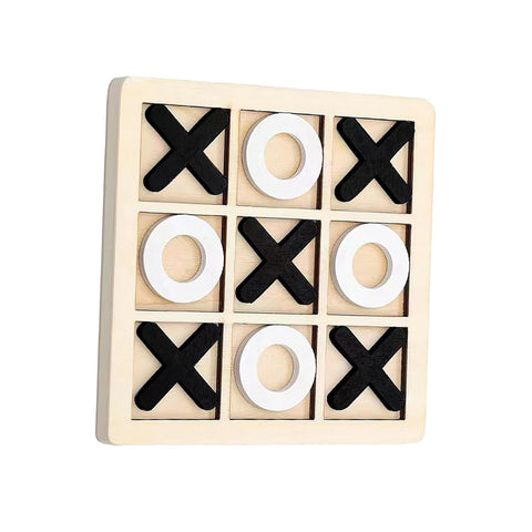 Wooden Tic Tac Toe Board Game – Classic X & O Strategy Game for Kids and Adults