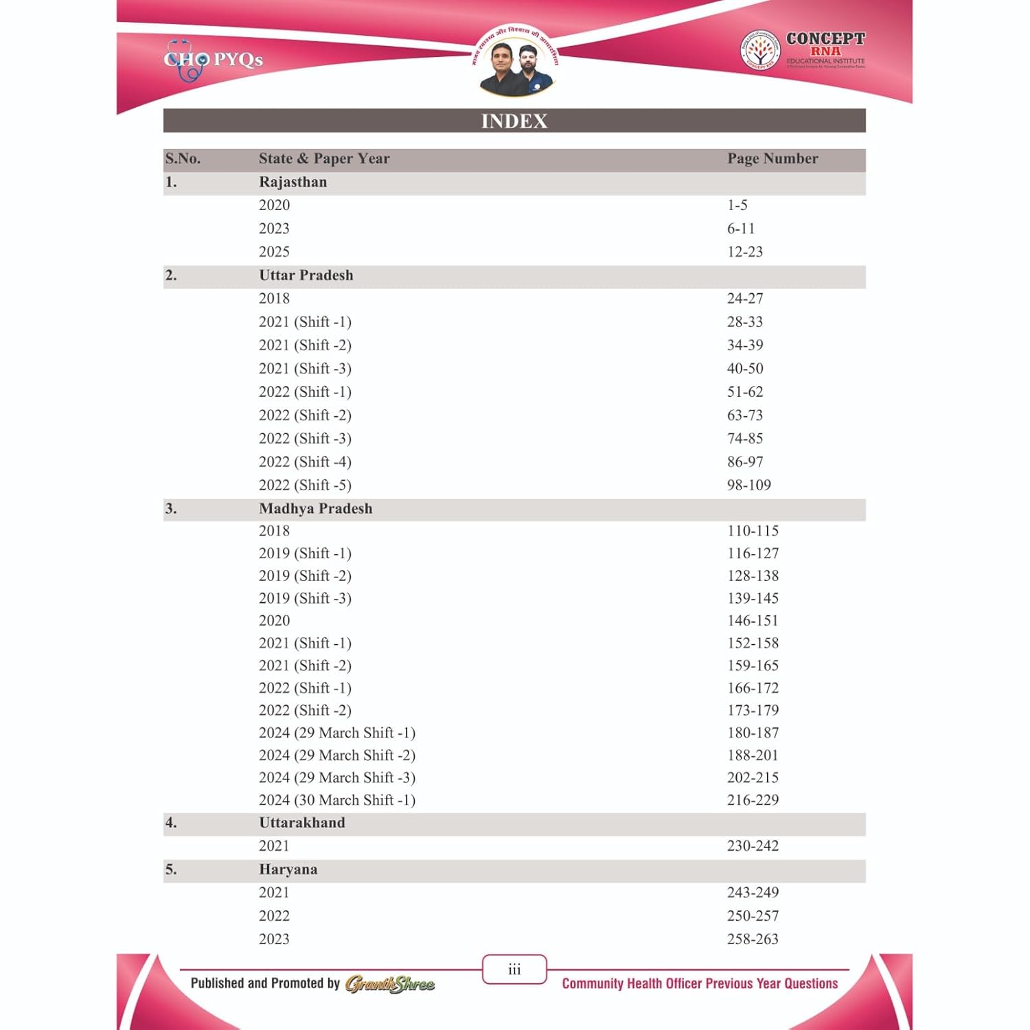 Grannth shree Concept RNA CHO PYQs NHM Exam 2026 (English Medium)