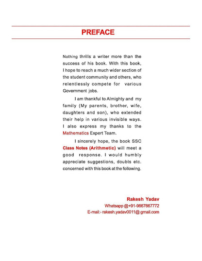 Rakesh Yadav - Class Notes Arithmetic (Bilingual) New 2nd Edition 2025 (English Medium)