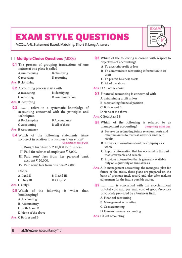 Arihant All in One Accountancy Class 11 for CBSE Exam 2026-27 Latest Syllabus (English Medium)