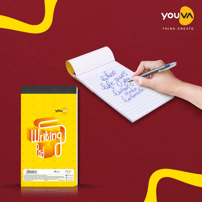 Youva Writing Pad 00 No – 10.5 × 19 cm (1/12 Size), 80 Pages | Single Line Ruled