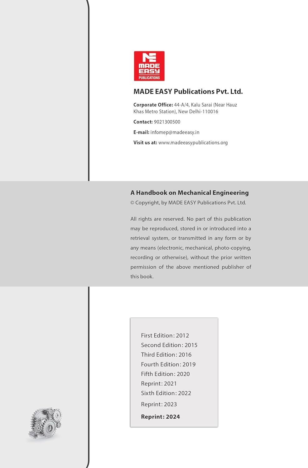 Made Easy – A Handbook on Mechanical Engineering (6th Edition) English Medium