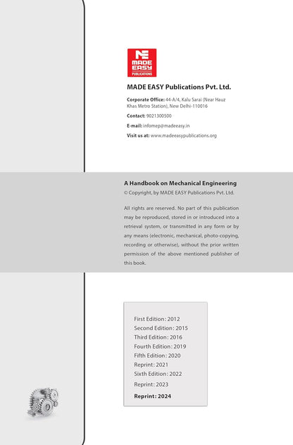 Made Easy – A Handbook on Mechanical Engineering (6th Edition) English Medium