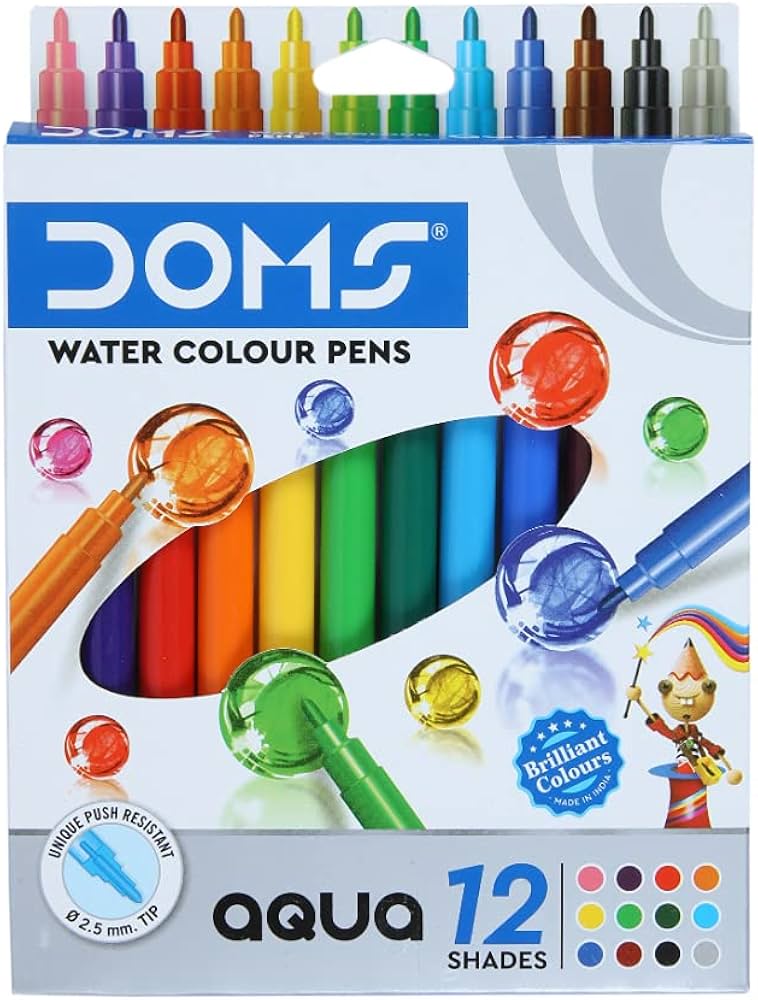DOMS Aqua Water Colour Pens 12 Shades | Smooth & Vibrant Watercolour Pens
