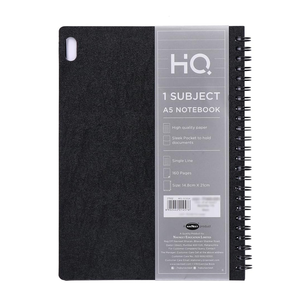 Navneet HQ A5 Diary Case Bound Notebook – Size (14.8 × 21 cm), 160 Pages | Single Line