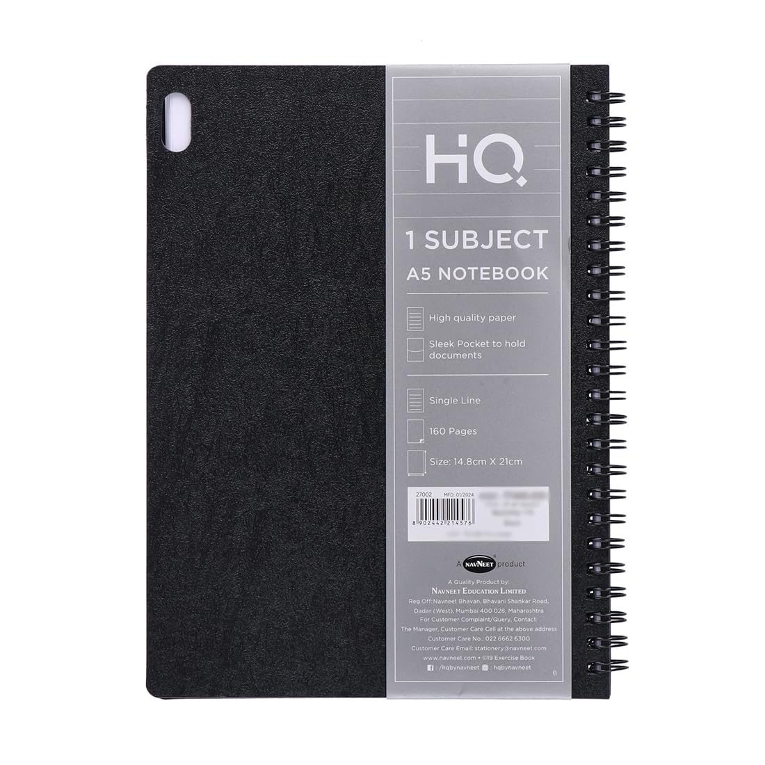 Navneet HQ A5 Diary Case Bound Notebook – Size (14.8 × 21 cm), 160 Pages | Single Line