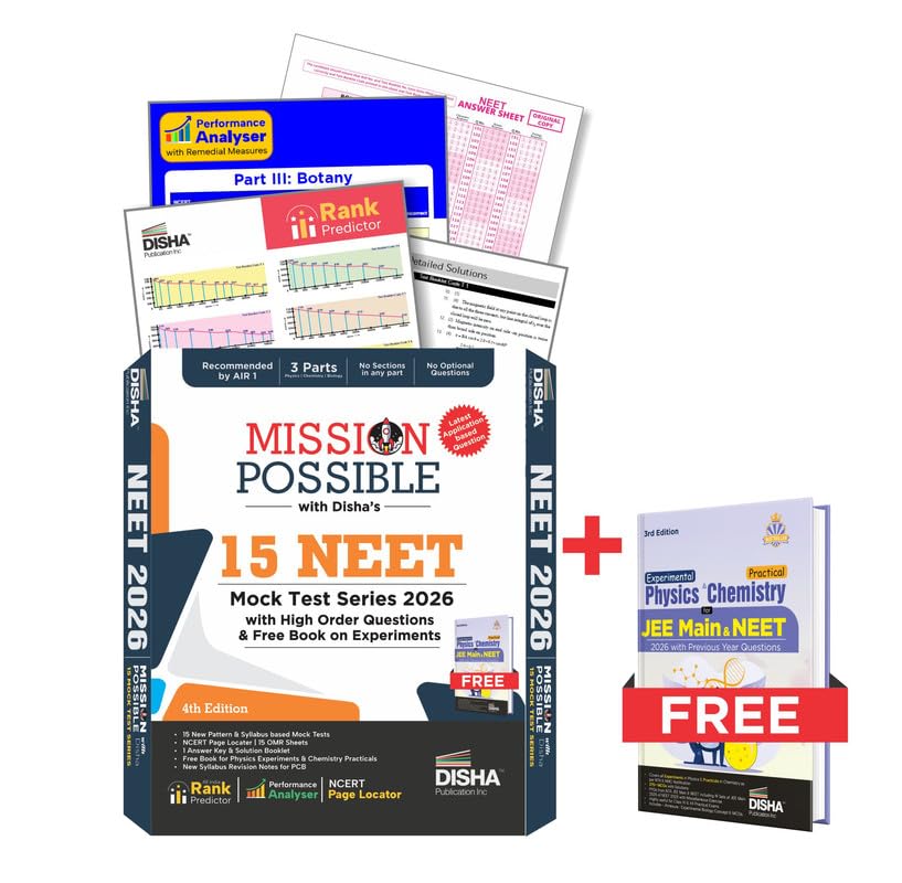 Disha Mission Possible with Disha's 15 NEET Mock Test Series 2026 (4th Edition) English Medium