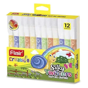 Flair Silky Twisters Gel Crayons – Smooth & Vibrant Coloring Set 12 Colours