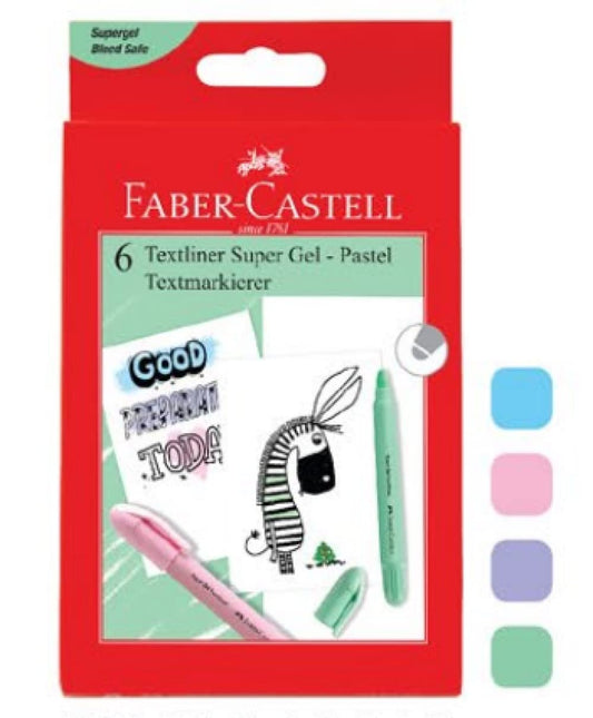 Faber-Castell Textliner Super Gel Crayon Pastel (4 Colours, Pack of 6)