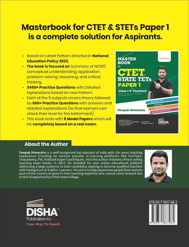 Disha Masterbook for CTET & State TETs Paper 1 by Deepak Himanshu (3rd Edition) 5 Model Tests [English]