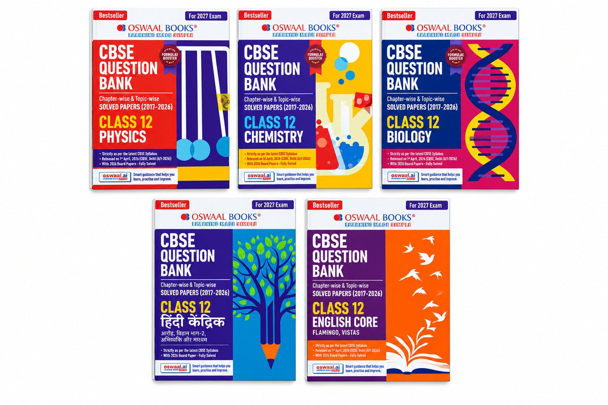 Oswaal Class 12 Question Bank Combo Set for Class 12 2027 (Physics, Chemistry, Biology, Hindi & English(PCB) | English Medium