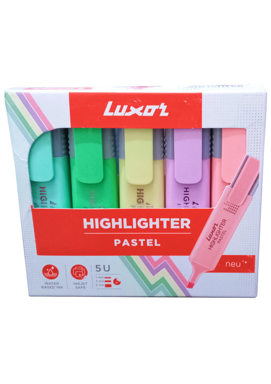 Luxor Pastel Highlighter Pens (Pack of 5 Assorted)