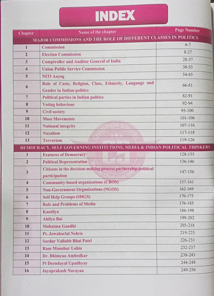 Champion MPPSC Main Paper-2 , Part - A , Unit-2&3 Institutions, Democracy , citizen participation, Governance & political thinkers (English Medium)