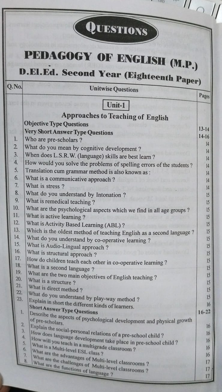Navbodh DLED 2nd Year – Pedagogy of English (Paper 18) [English]
