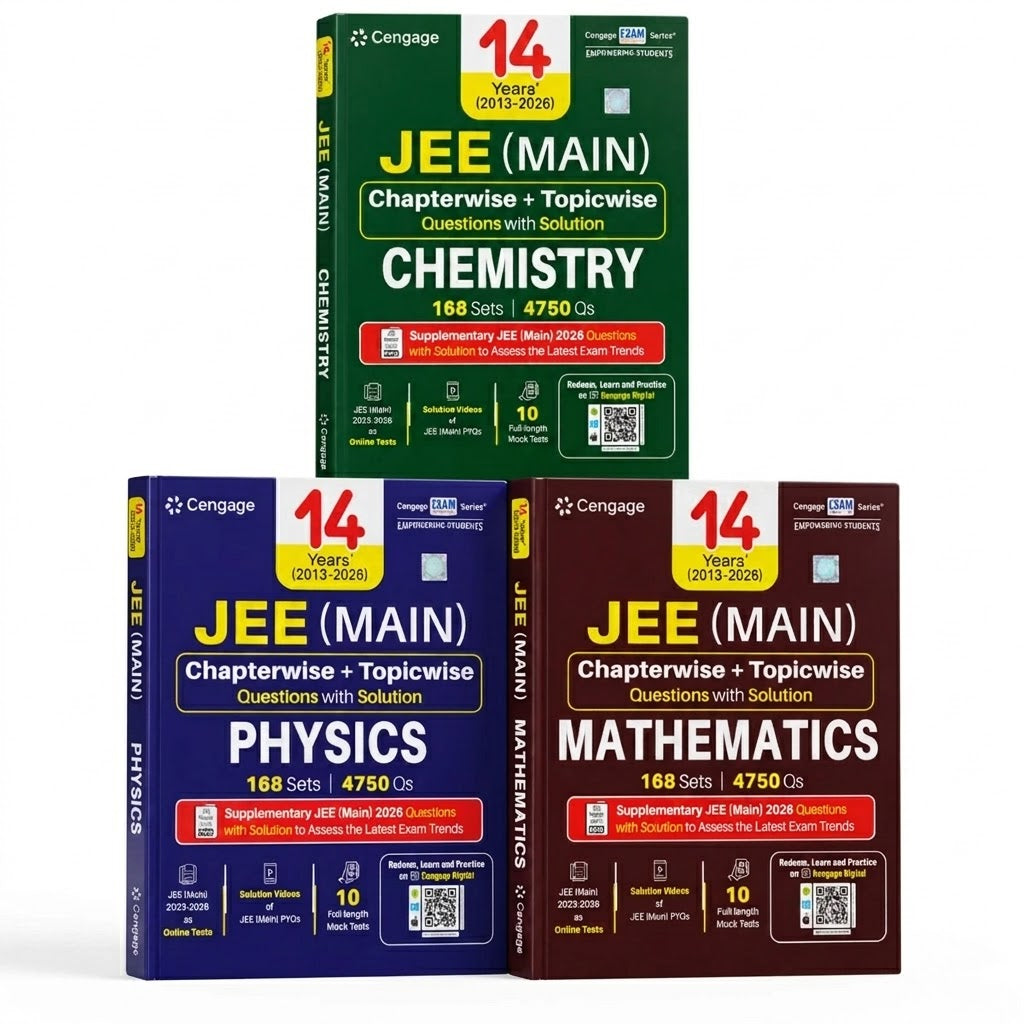 Cengage JEE (Main) Complete Combo Set of 3 Books – Physics, Chemistry & Mathematics 14 Years (2013–2026) | (English Medium)