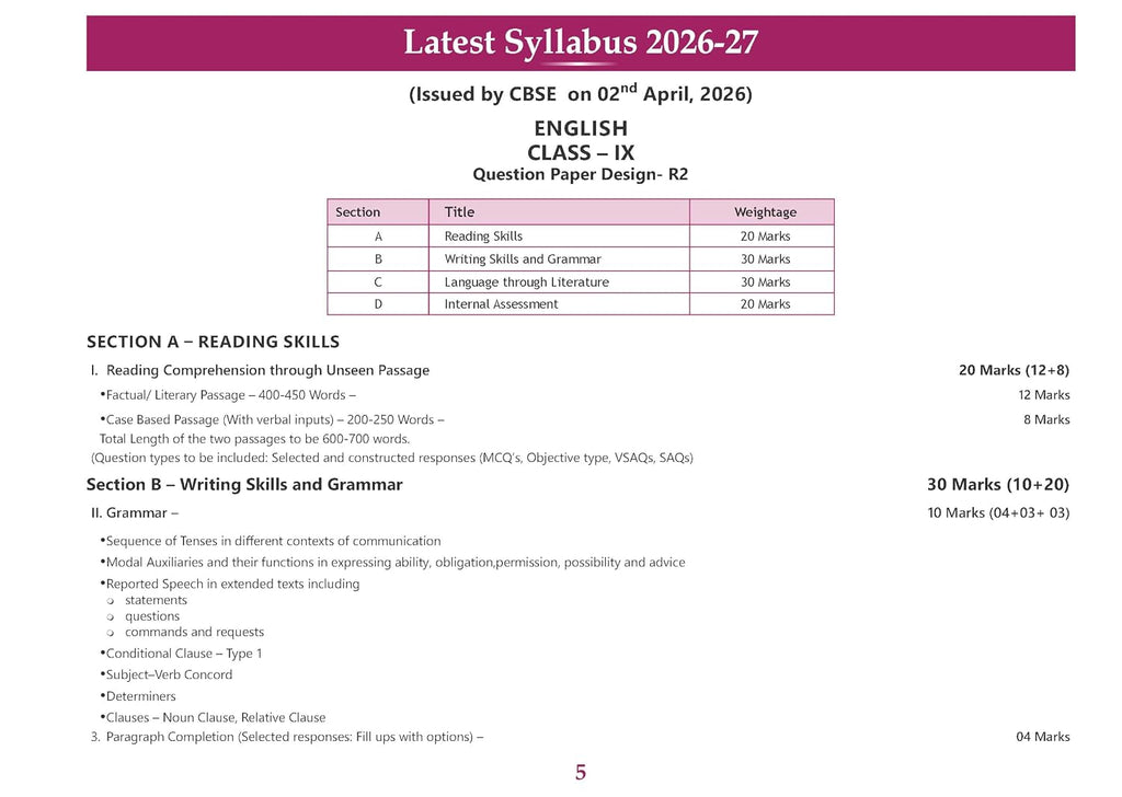 Oswaal CBSE Workbook English R2 Kaveri Class 9 For 2027 (English Medium)