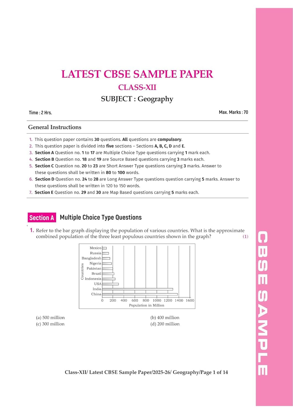 Arihant CBSE 15 Sample Question Papers – Geography Class 12 | 2026 Edition (English Medium)