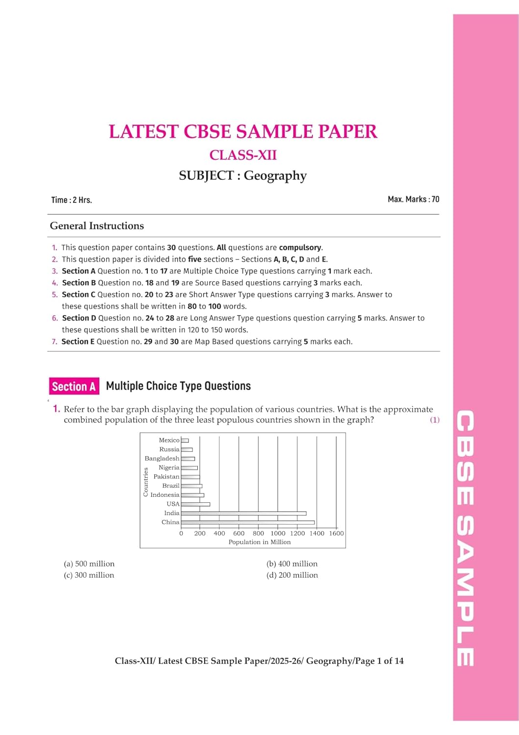 Arihant CBSE 15 Sample Question Papers – Geography Class 12 | 2026 Edition (English Medium)