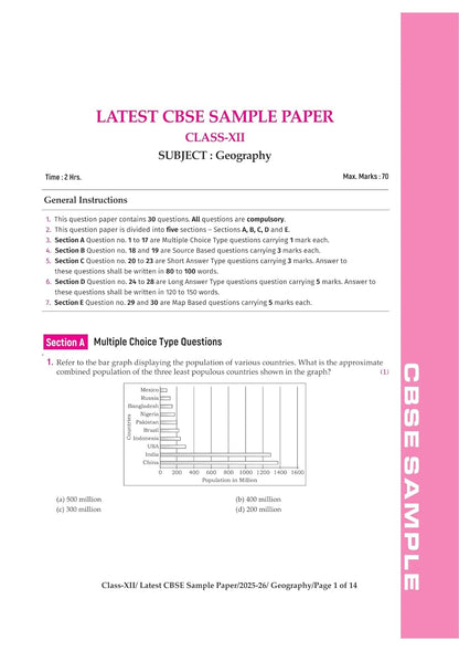Arihant CBSE 15 Sample Question Papers – Geography Class 12 | 2026 Edition (English Medium)