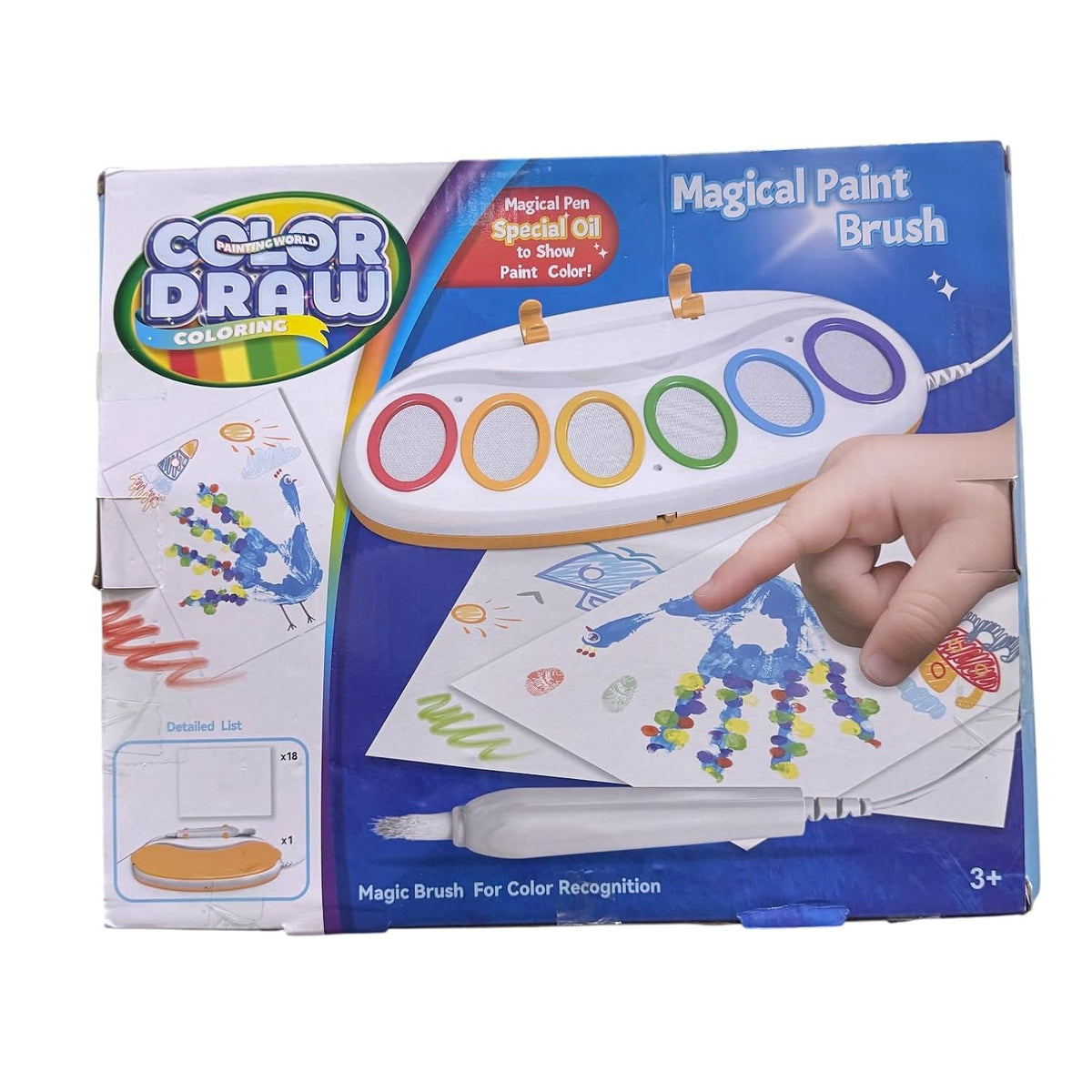 Color Draw Magical Paint Brush Set for Kids, 6 Classic Colours, 18 Wonder Paper Sheets, Ages 3+