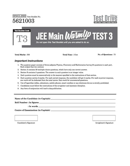 Arihant - JEE Main Exam 2026 Test Drive | 20 Tests, 16 Booklets, 1500 Questions (PCM) English Medium