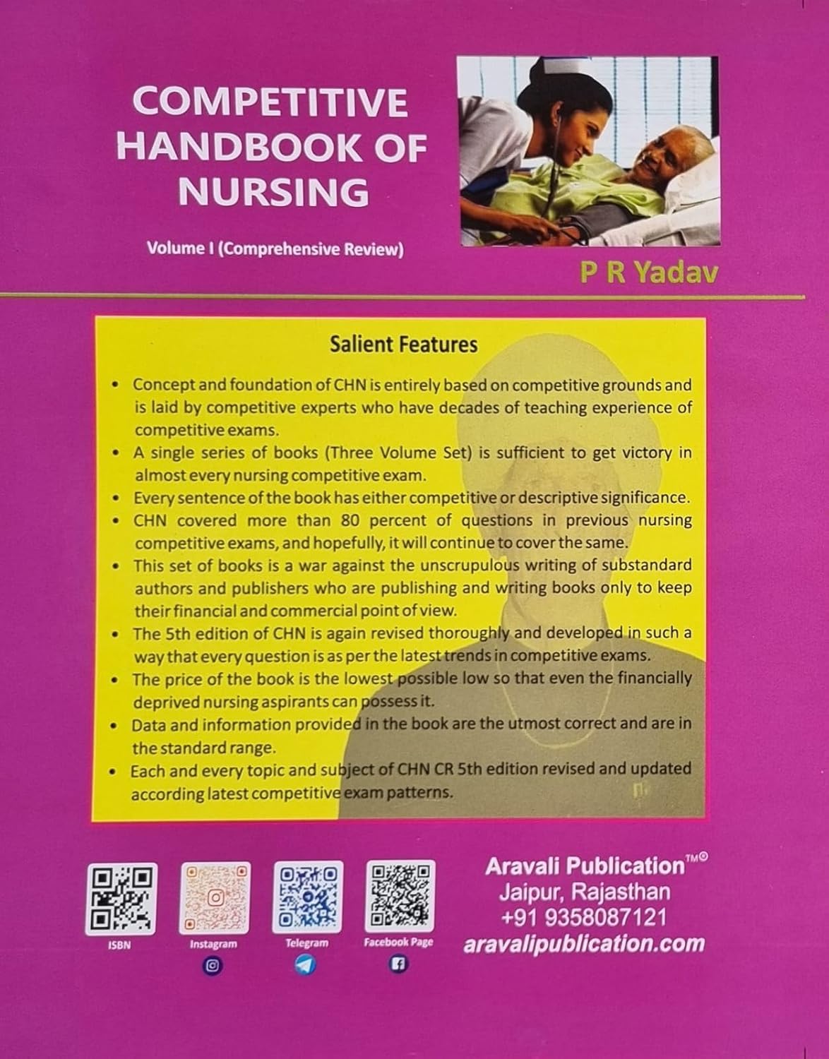 Aravali - Competitive Handbook of Nursing (Volume-1) by P R Yadav (5th Edition) English Medium