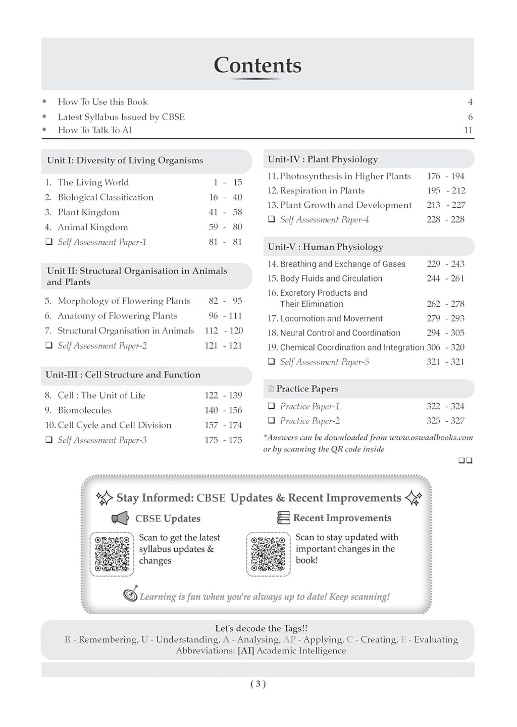 Oswaal Class 11 Biology CBSE Question Bank Chapter-wise & Topic-wise Solved Papers Edition 2027 (English Medium)