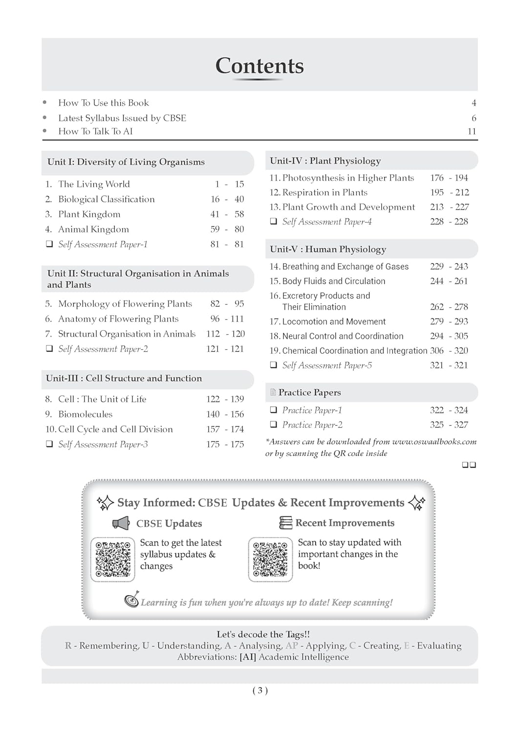 Oswaal Class 11 Biology CBSE Question Bank Chapter-wise & Topic-wise Solved Papers Edition 2027 (English Medium)