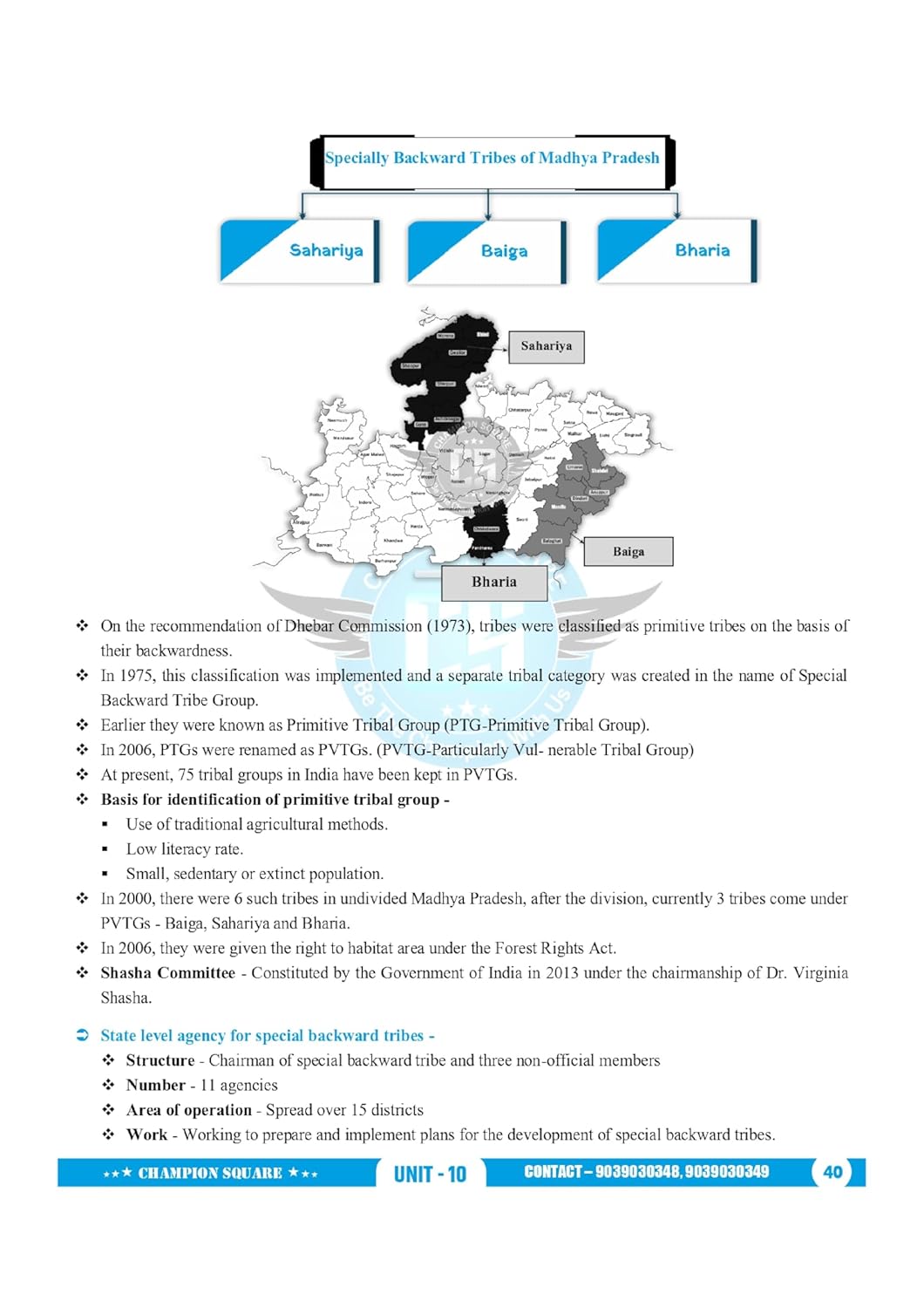 Champion Square – MPPSC Prelims (Unit–10) Tribes of Madhya Pradesh | English Medium