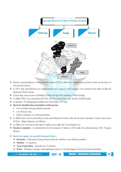 Champion Square – MPPSC Prelims (Unit–10) Tribes of Madhya Pradesh | English Medium