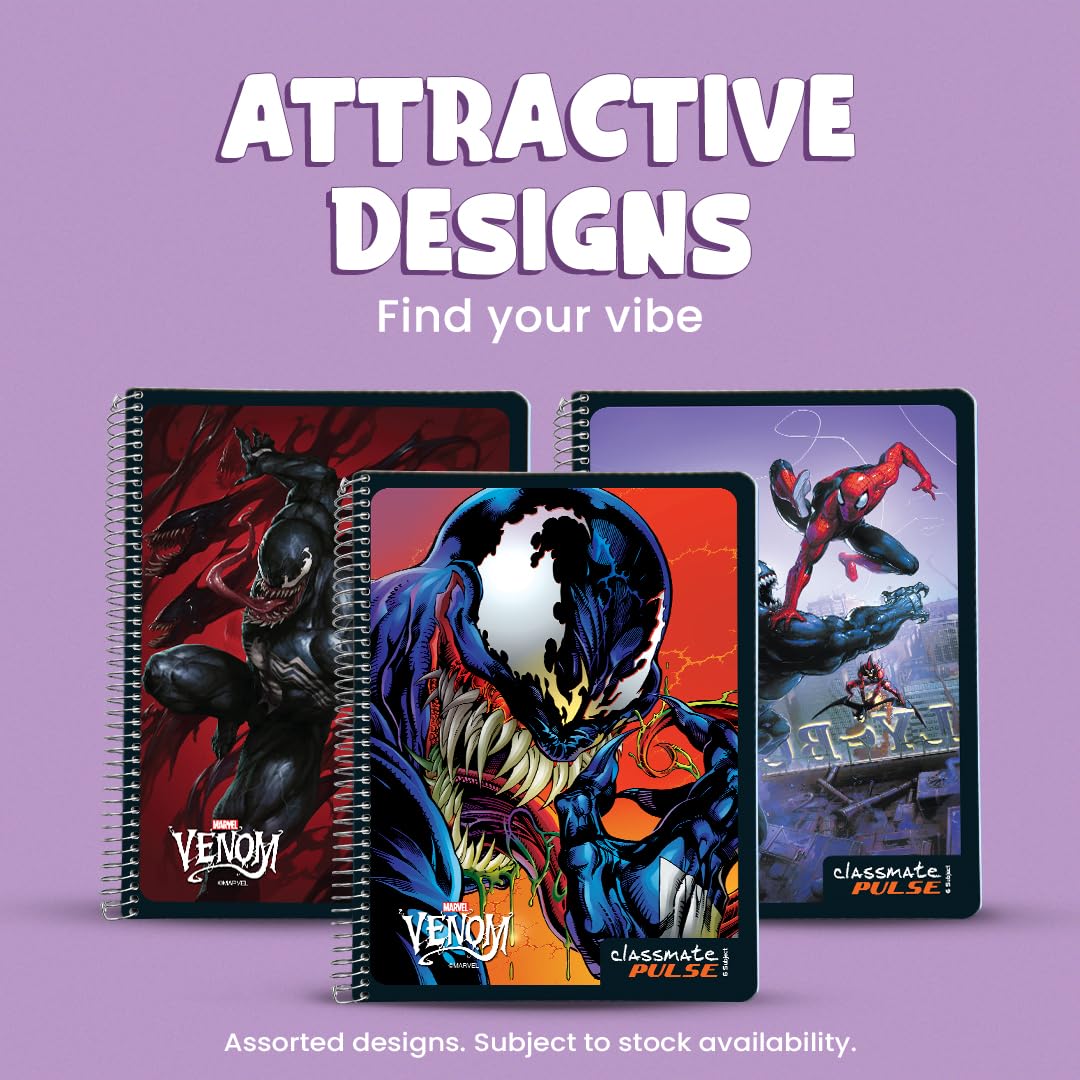 Classmate Pulse 6-Subject Spiral Notebook – 252 Pages, Ruled, Premium Spiral Bound