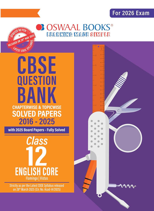 Oswaal CBSE Question Bank Class 12 English Core Solved Papers 2026