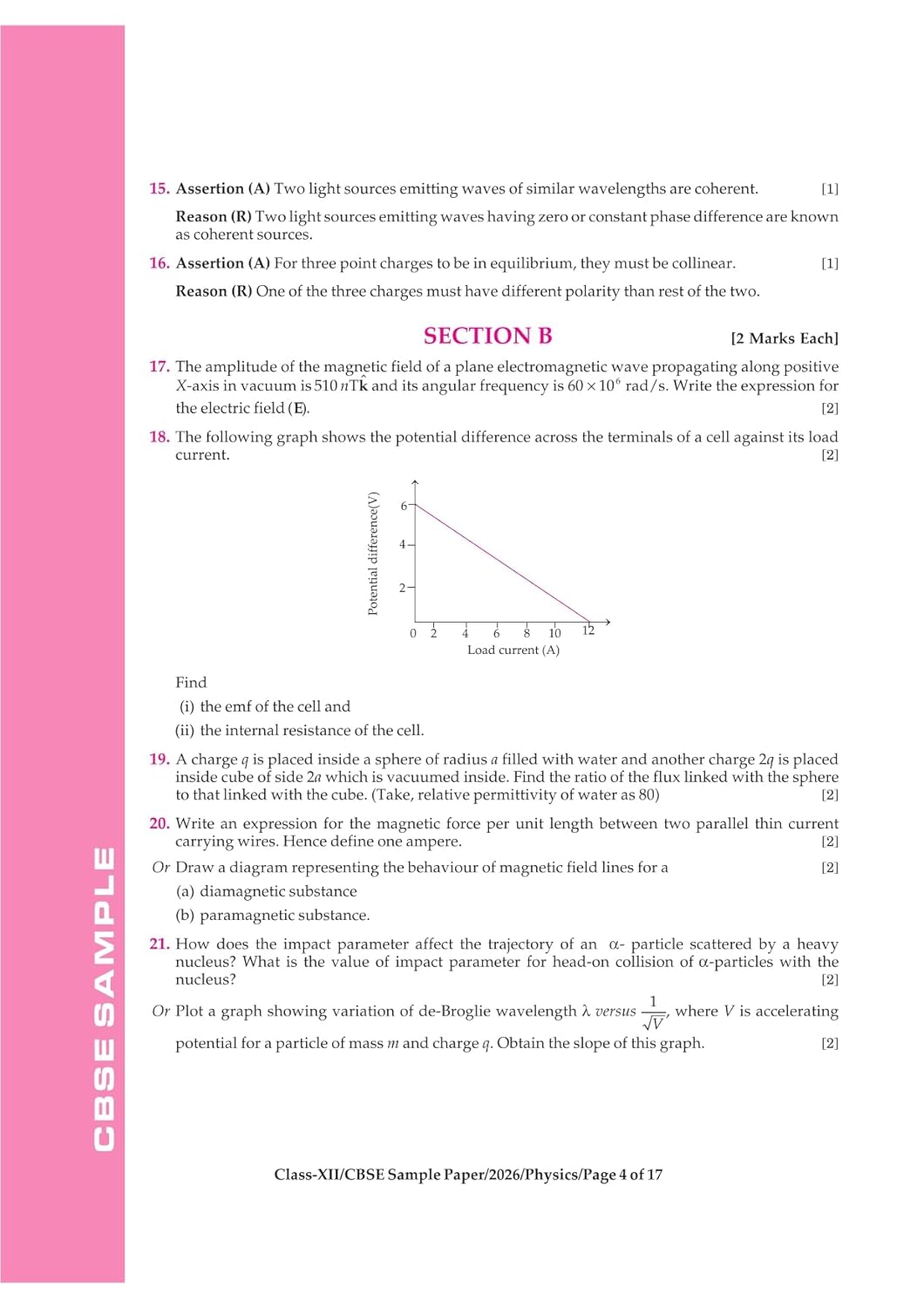 Arihant CBSE 15 Sample Question Papers – Physics Class 12 | 2026 Edition (English Medium)