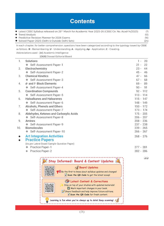 Oswaal CBSE Question Bank Class 12 Chemistry | Solved Papers 2016–2025