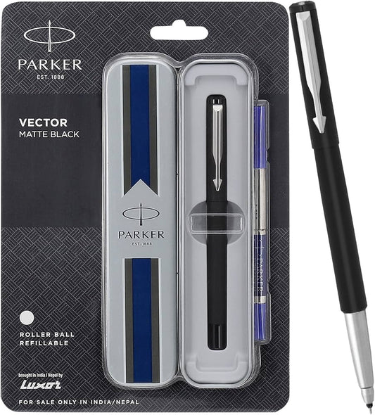 Parker Vector Matte Black Roller Ball Pen – Smooth & Premium Writing Pen
