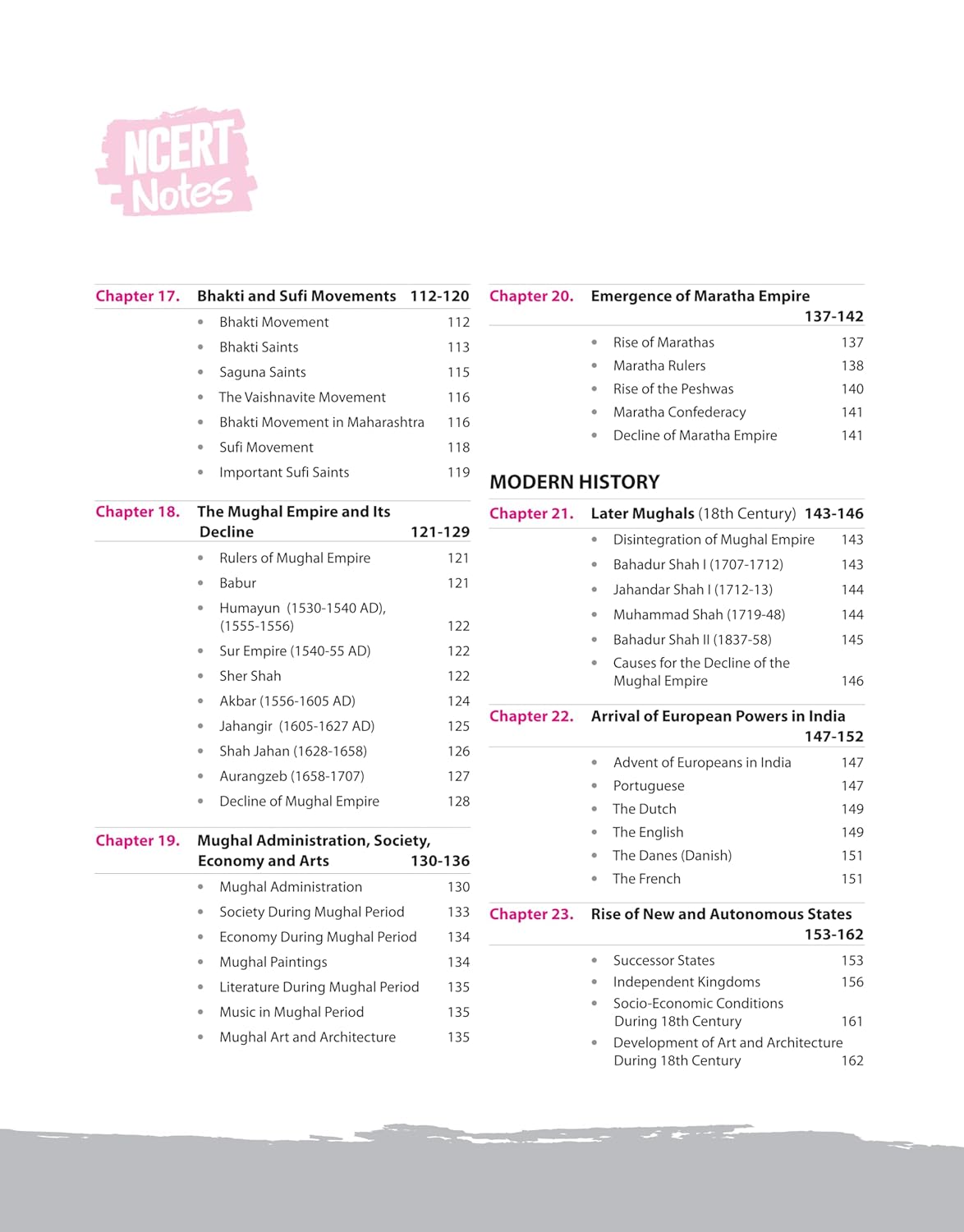 Arihant NCERT Notes Indian History Class 6–12(Old+New)2nd Edition(English)