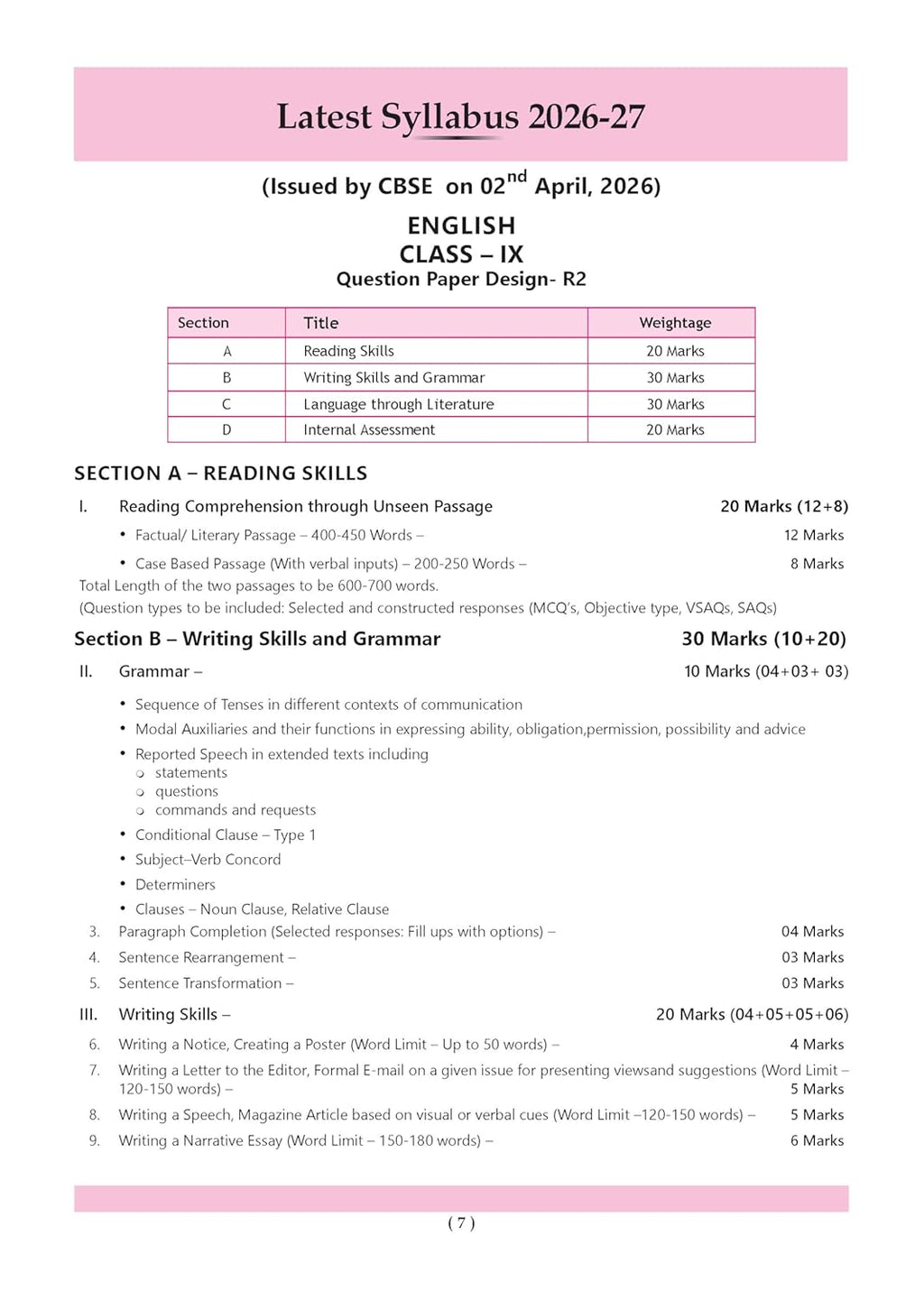 Oswaal CBSE Question Bank Class 9 English R2 (Kaveri) Edition 2027 (English Medium)