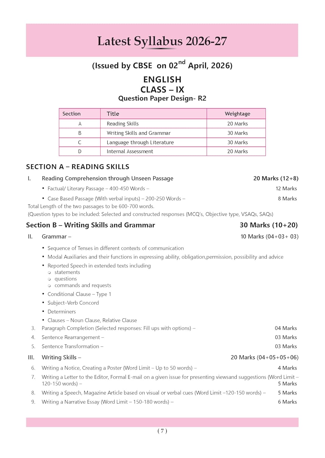 Oswaal CBSE Question Bank Class 9 English R2 (Kaveri) Edition 2027 (English Medium)